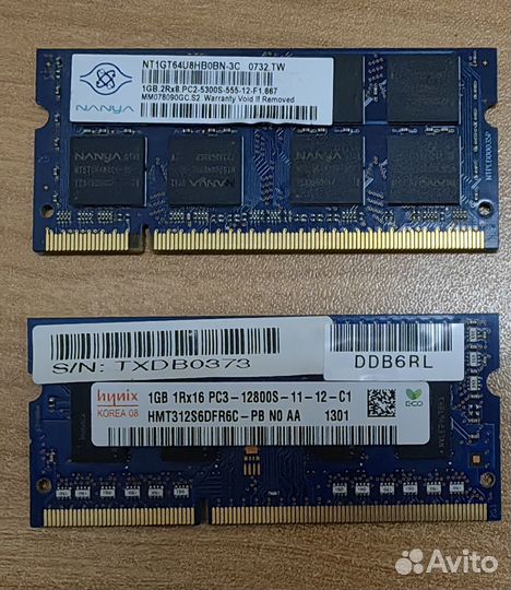 Оперативная память ddr1 dimm, DDR2 и DDR3 sodimm