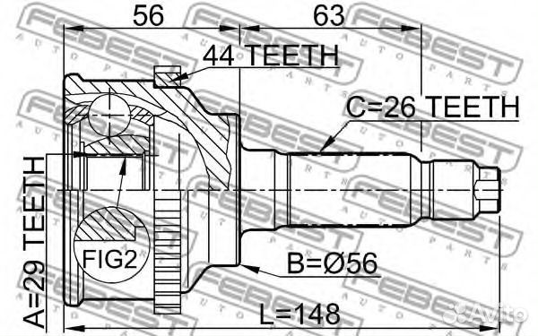 ШРУС наружный Febest 0510-045A44