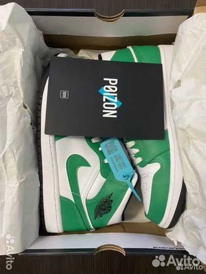 Кроссовки Nike Air Jordan 1 mid Lucky green