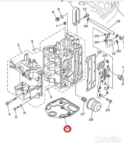 Прокладка под двигатель Yamaha F30-60 (892319001;