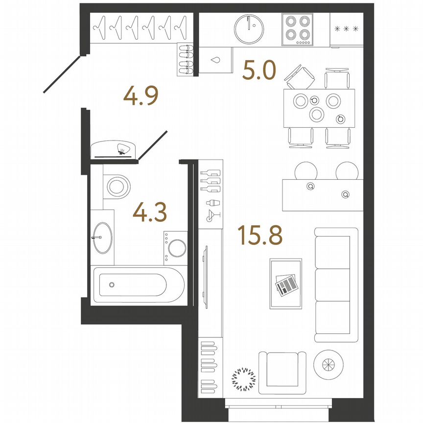 Квартира-студия, 30 м², 7/12 эт.