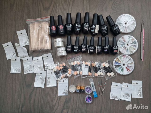Набор гель лаков luxio,beautix,стразы,фрезы и тд