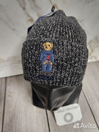 Шерстяная шапка Polo ralph lauren bear с мишкой