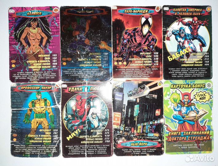 Карточки marvel человек-паук герои и злодеи 17 шт