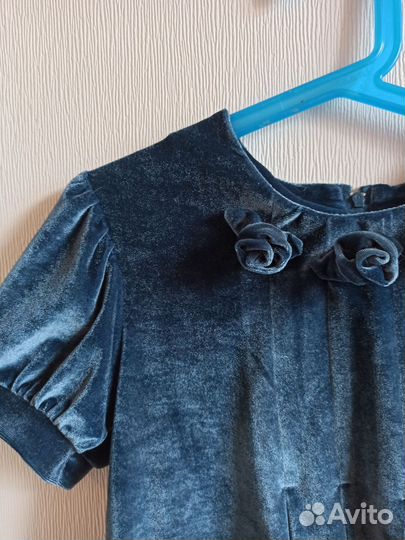 Платье бархатное для девочки 134 + болеро белое