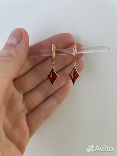 Серьги с янтарем серебро