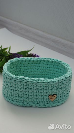 Корзинка из трикотажной пряжи