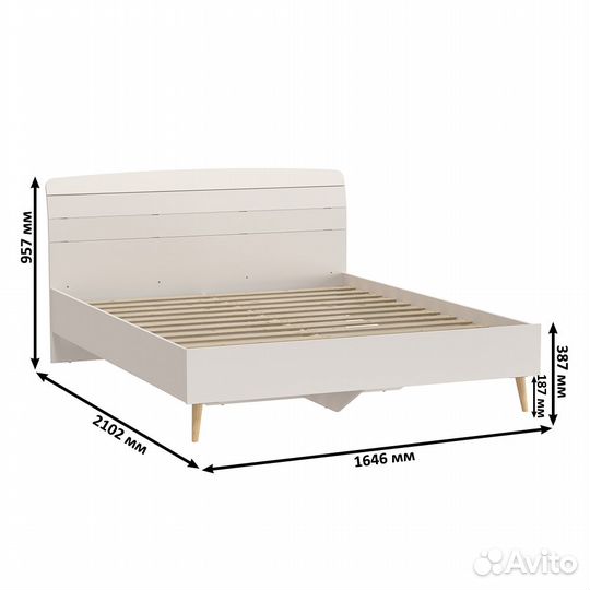 Кровать 1600 Афина 4-22901, цвет кашемир серый, 164,6х210,2х95,6 см