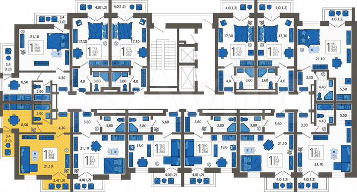 1-к. квартира, 38,6 м², 12/12 эт.