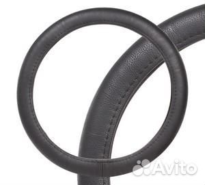 Оплетка на руль, гладкая кожа, черная, 37-39 см/м