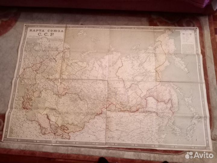 Карта Союза ССР 1930 год Антиквариат Раритет
