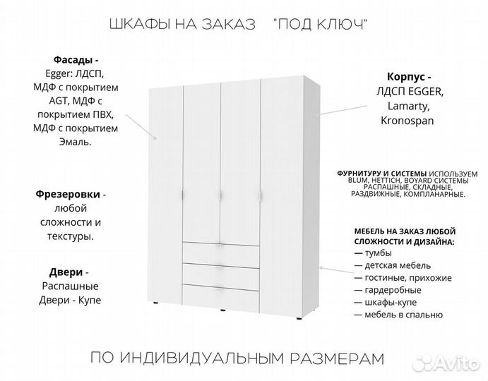 Шкафы распашные на заказ любые размеры