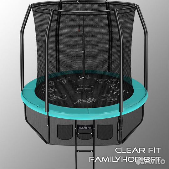 Батут Clear Fit FamilyHop 8Ft зеленый / оранжевый