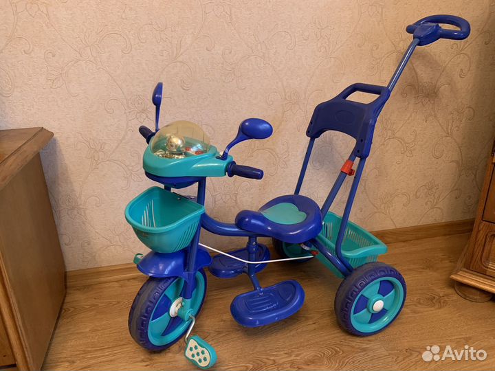 Детский велосипед трехколесный с ручкой