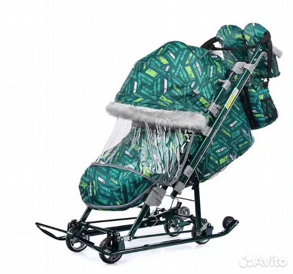 Санки-коляска Ника Детям 7-8SK спортивный зеленый