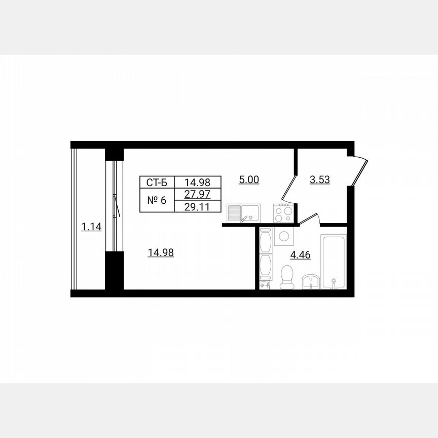 Квартира-студия, 29,1 м², 4/9 эт.
