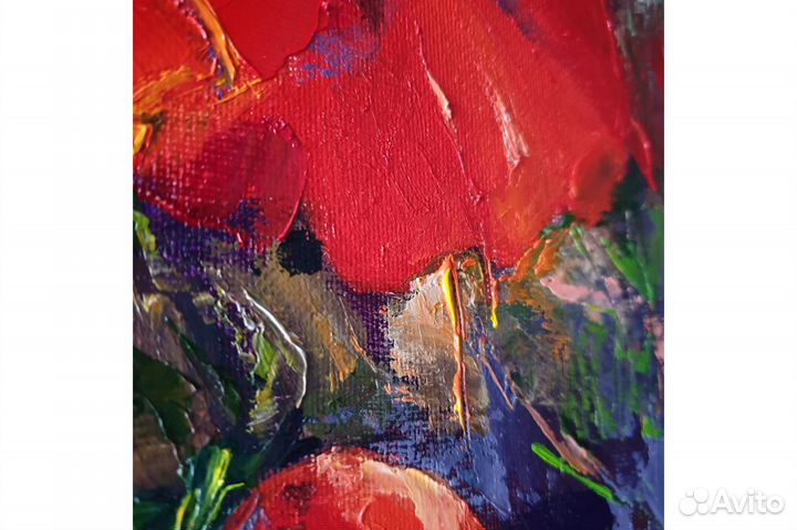 Картина Маки маслом цветы на холсте 40х30 см