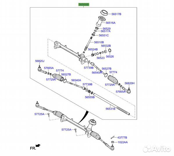 Рулевая рейка Hyundai KIA 56500H5000