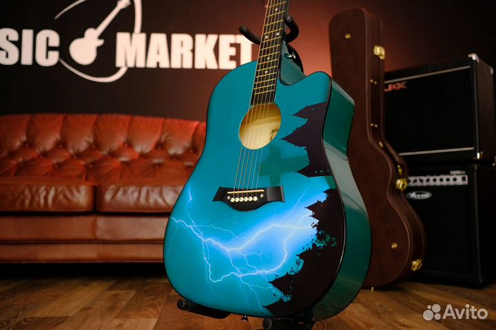 Акустическая Гитара с рисунком (Комплект)