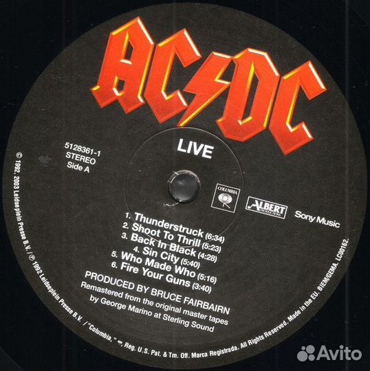 Виниловая пластинка AC/DC live (Remastered/180 Gram/Gatefold)