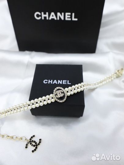 Колье чокер из натурального жемчуга Chanel