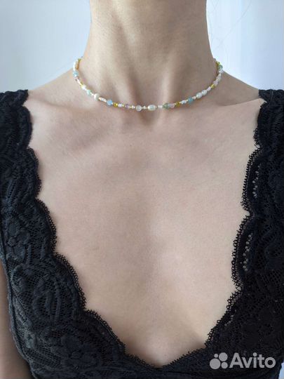 Колье чокер из натуральных камней