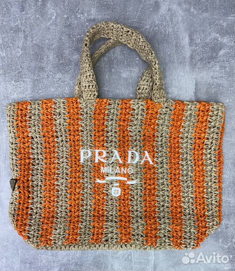 Сумка женская пляжная соломенная Prada