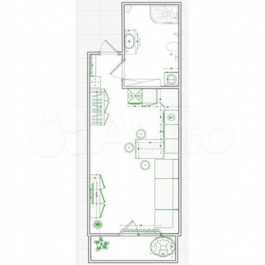 Квартира-студия, 25,5 м², 1/9 эт.