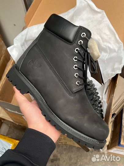 Ботинки зимние мужские Timberland черные на меху