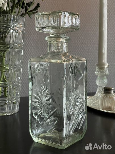 Графин штоф хрустальный, флакон от одеколона