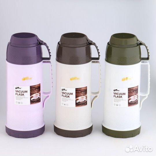 Термос со стеклянной колбой 1.8 л, сохраняет тепло