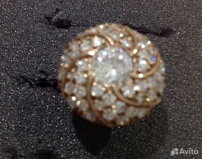 Кольцо с фианитами позолоченное серебро 925 проба