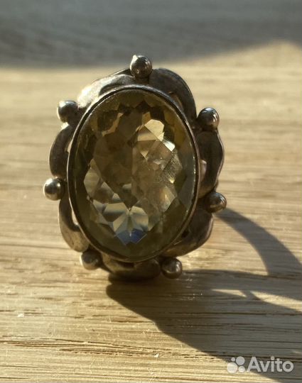 Кольцо серебро с цитрином