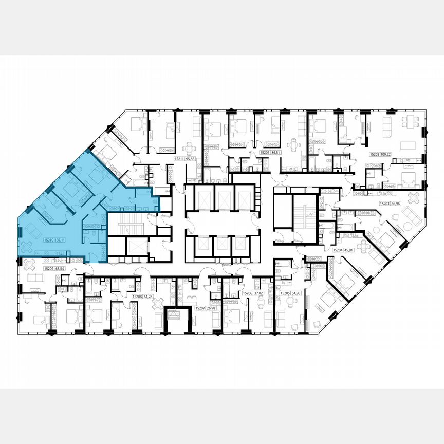 3-к. квартира, 108,5 м², 52/55 эт.