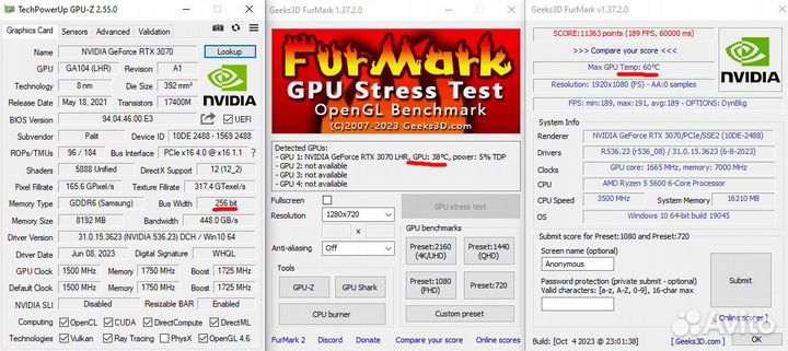Видеокарта Palit RTX 3070 GamingPro 8 Gb