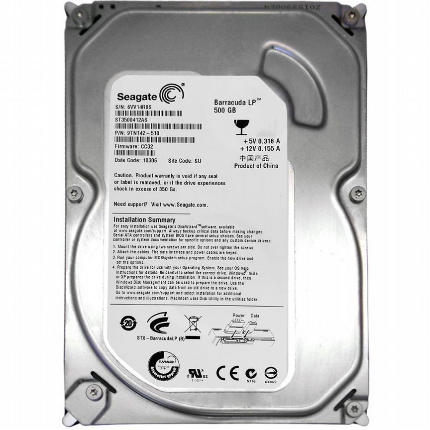 [ST3500412AS] Жесткий Диск Seagate 500gb Sata2 3,5" St3500412as