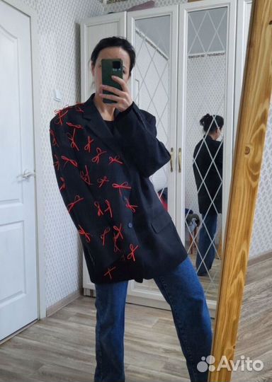 Пиджак апсайкл с бантиками