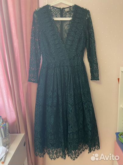 Платье вечернее миди зеленое ASOS