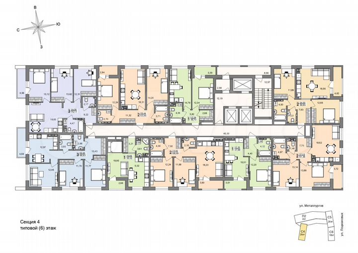 2-к. квартира, 59,2 м², 24/26 эт.