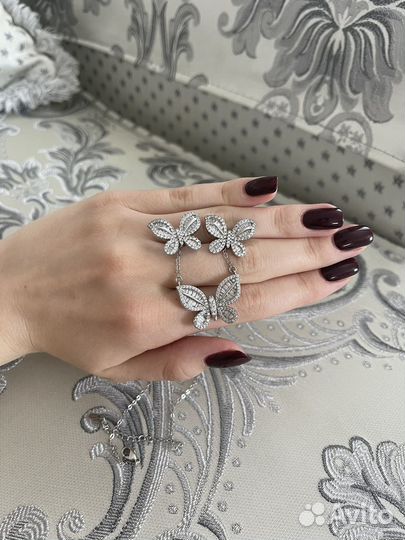 Серебрянный комплект бабочки с цирконами