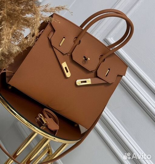 Сумка натуральная кожа италия рыжая Birkin SRB