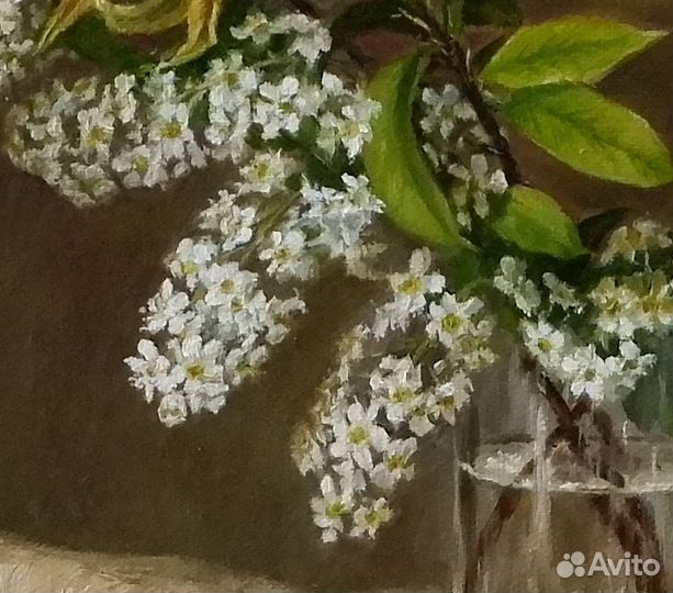 Картина маслом черемуха цветет