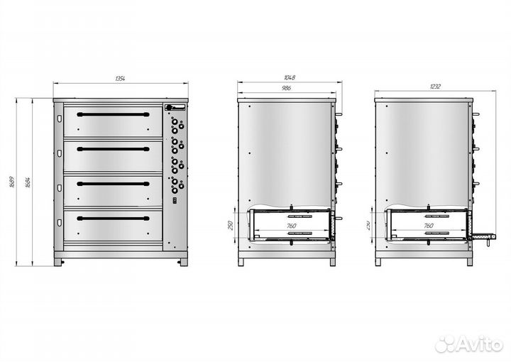 Печь для пекарни хпэ 750/4