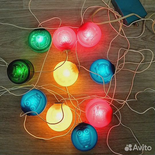 Гирлянда СССР, елочные игрушки СССР