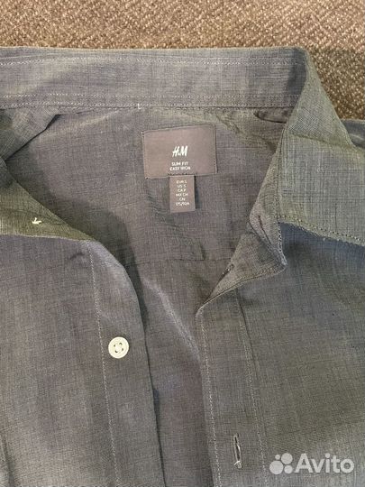 Серея монотонная рубашка H&M