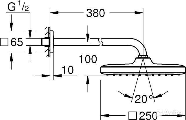 Верхний душ Grohe Tempesta 250 Cube 26687000