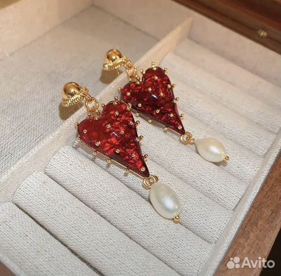 Красные серьги подвески