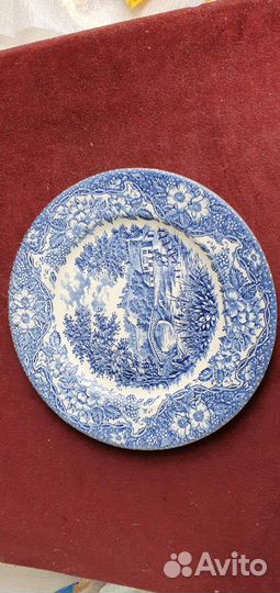 Тарелка синяя24.7см Сельский сюжет Англия
