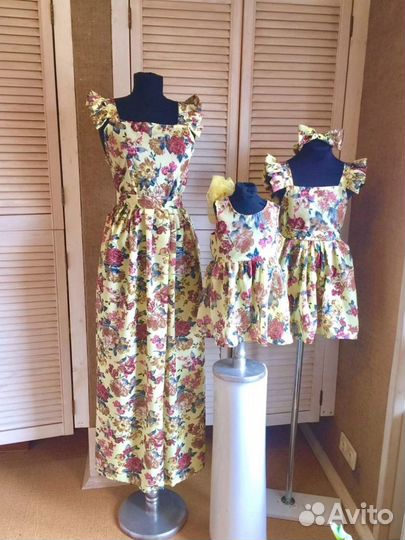Одинаковые платья для мамы и дочки. Фэмили Лук