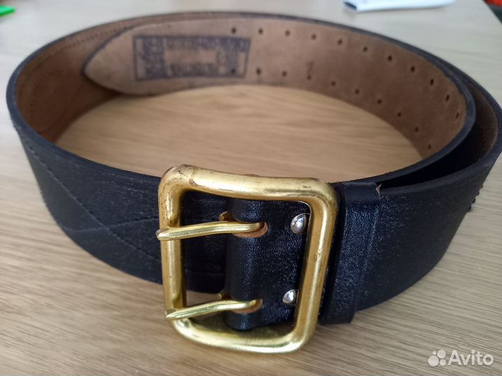 Ремень широкий черный кожаный